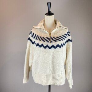 J Crew Half-zip Sweater in Fair Isle Wool/Alpaca Fabric Blend XS / S